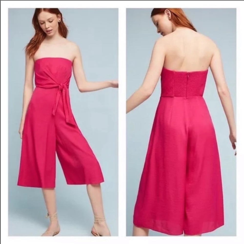 NWT Anthropologie strapless jumpsuit In magenta